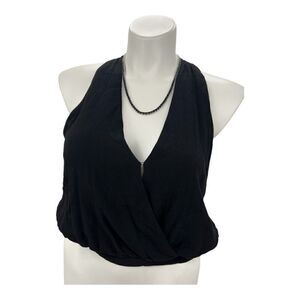 Free People large black halter crossover top